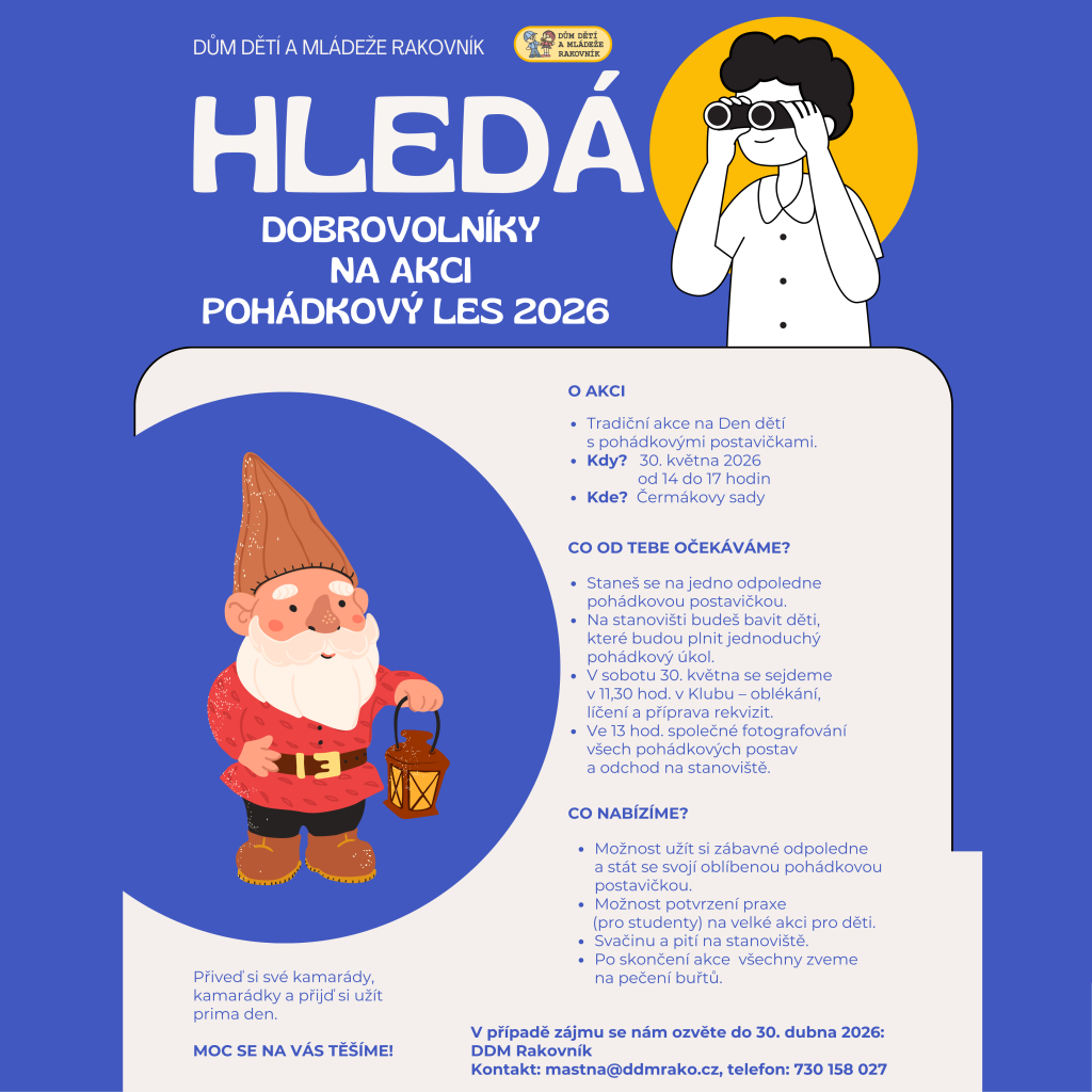 HLEDÁME DOBROVOLNÍKY NA AKCI POHÁDKOVÝ LES 2026