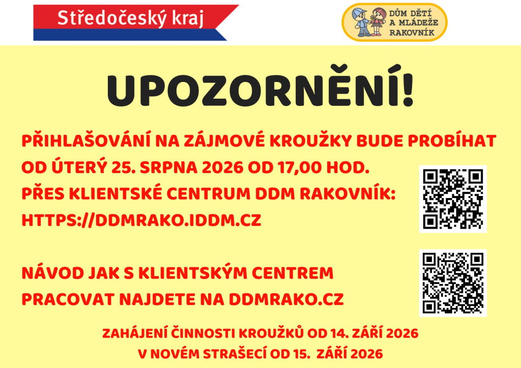 PŘIHLAŠOVÁNÍ NA ZÁJMOVÉ KROUŽKY