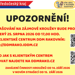 PŘIHLAŠOVÁNÍ NA ZÁJMOVÉ KROUŽKY